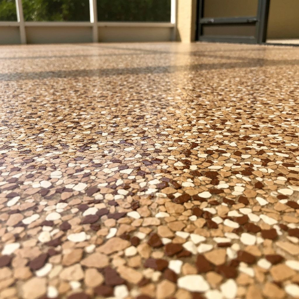 Outdoor patio with decorative coating